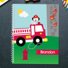 fire truck fighting fire personalized notebook for kids