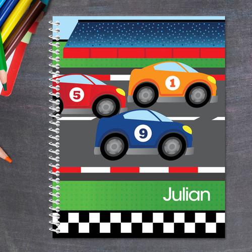car race personalized notebook for kids