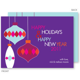 christmas postcards | Hanging Ornaments Purple Christmas Cards by Spark & Spark