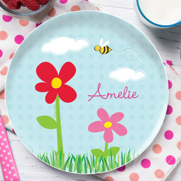 Spring Flowers Personalized Plates For Kids