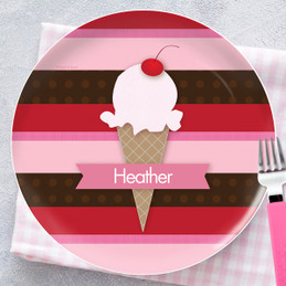 Strawberry Cone Personalized Kids Plates