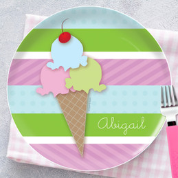 Yummy Ice Cream Personalized Plates For Kids