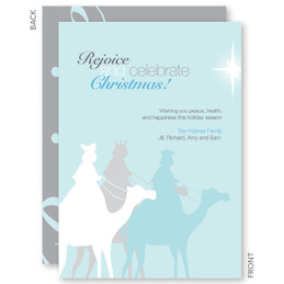 Personalized Christmas Cards | Layered Three Kings Blue Christmas Cards by Spark & Spark