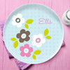 Preppy Flowers Blue Personalized Dishes