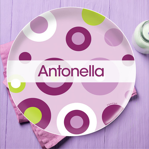 Circles and Circles Purple Personalized Plates For Kids