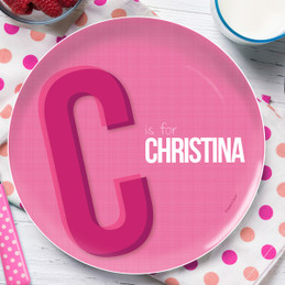 Double Initial Pink Personalized Dishes