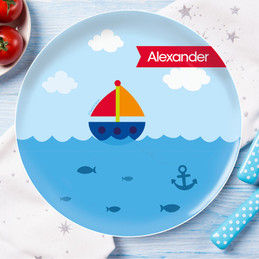 Sailing The Blue Ocean Personalized Kids Plates