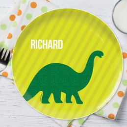 Dino And Me Green Personalized Kids Plates
