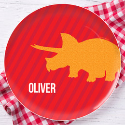 Dino And Me Red Personalized Melamine Plates