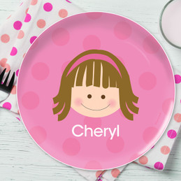 Just Like Me Girl Pink Personalized Plates For Kids