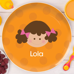 Just Like Me Girl Orange Personalized Plates For Kids