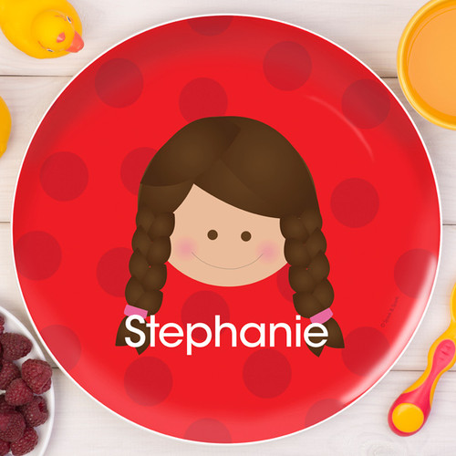Just Like Me Girl Red Personalized Melamine Plates