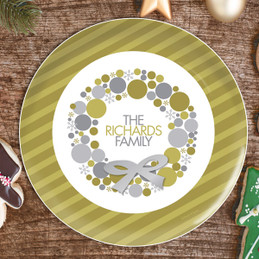 A Golden Xmas Wreath Personalized Christmas plates