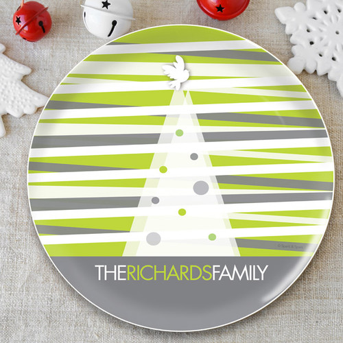 Modern Xmas Lines Personalized Christmas plates