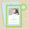 Shown with light blue envelope and matching return address label
