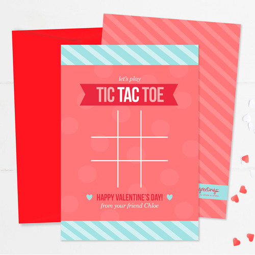 Cute Unicorn Valentine Exchange Cards | Pink Tic Tac Toe
