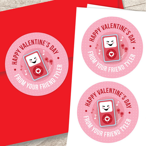 Pink Boom Boom For You Valentine Labels