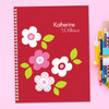 Red Preppy Flowers Kids Notebook