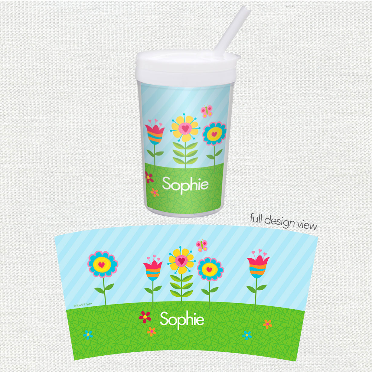 Spring Flowers Personalized Kids Cups By Spark & Spark