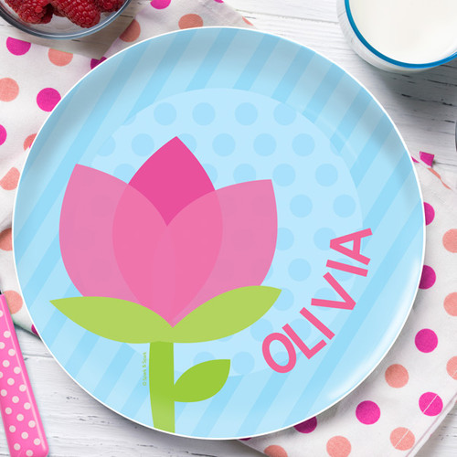 Cute Tulip Personalized Melamine Plates