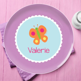 Sweet Butterfly Personalized Plates For Kids