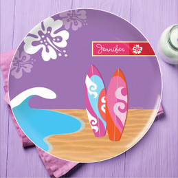 Surfing The Waves Personalized Melamine Plates