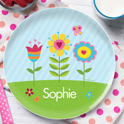 Spring Blooms Personalized Kids Plates