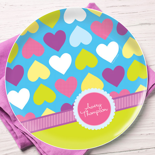 Happy Hearts Personalized Plates For Kids