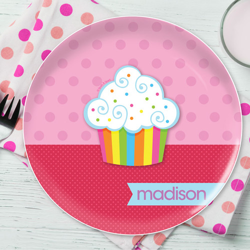 Rainbow Cupcake Personalized Melamine Plates