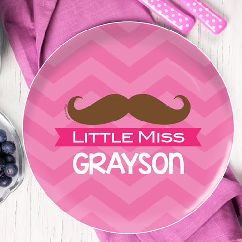 Little Miss Mustache Personalized Melamine Plates
