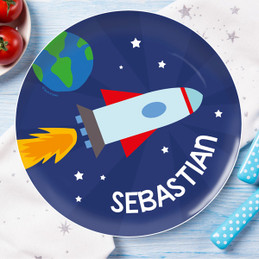 Rocket On The Sky Personalized Kids Plates