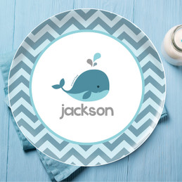 Sweet Little Blue Whale Personalized Kids Plates