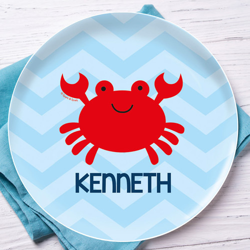 Happy Crab Personalized Plates For Kids