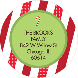 Sweet Candy Cane Christmas Address Labels