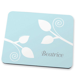Leaves and Swirls Blue Mouse Pad
