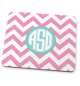 Pink chevron & initials Mouse Pad