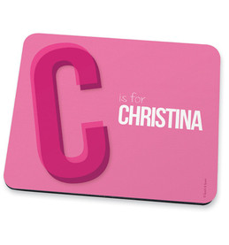 Double Initial Pink Mouse Pad