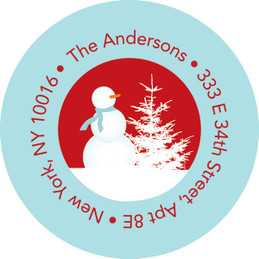 Snowy Day Red Christmas Address Labels
