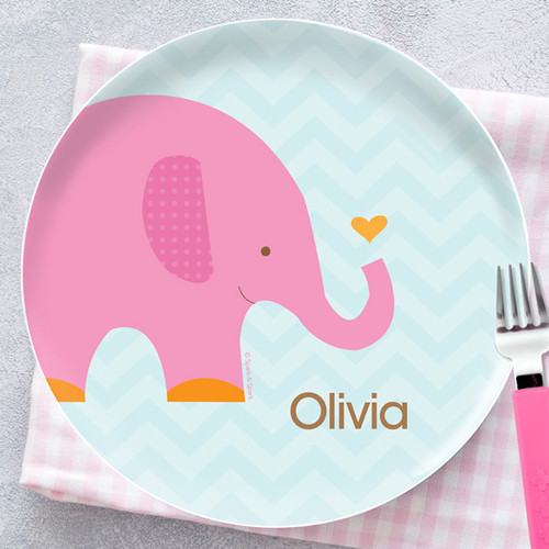 Sweet Pink Elephant Kids Plates