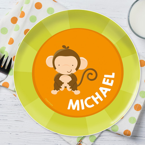 Cute Baby Monkey Personalized Kids Plates