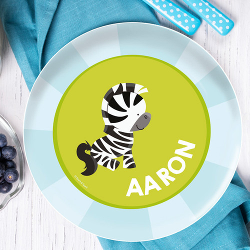 Cute Baby Zebra Personalized Plates For Kids