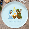 Sweet Blue Nativity Personalized Christmas plates