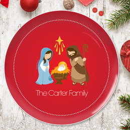 Sweet Red Nativity Personalized Christmas plates