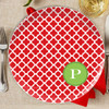 Elegance in Red Quatrefoil Personalized Christmas plate