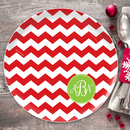 Chevron and Initials Personalized Christmas plate