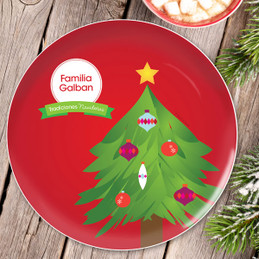 La tradicion de el Arbol Personalized Christmas plate