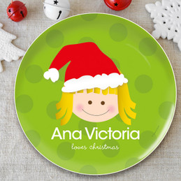 Santa's Hat Girl Kids Plate