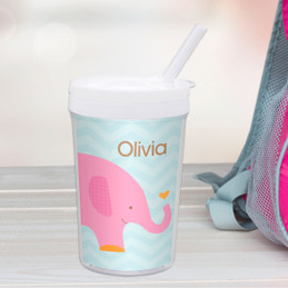 Sweet Pink Elephant Personalized Kids Cups
