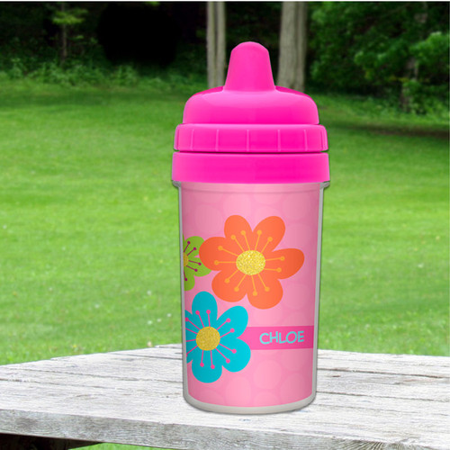 Shiny Bold Flowers Custom Sippy Cups