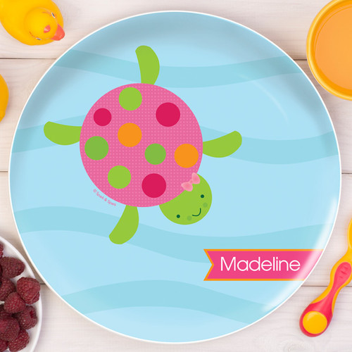 Swimming Pink Turtle Personalized Dishes